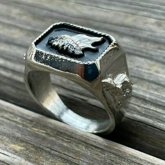 Men Ring Silver Tone Fashion Jewelry Rings Unisex Ring Size 10.5 - Picture 3 of 12